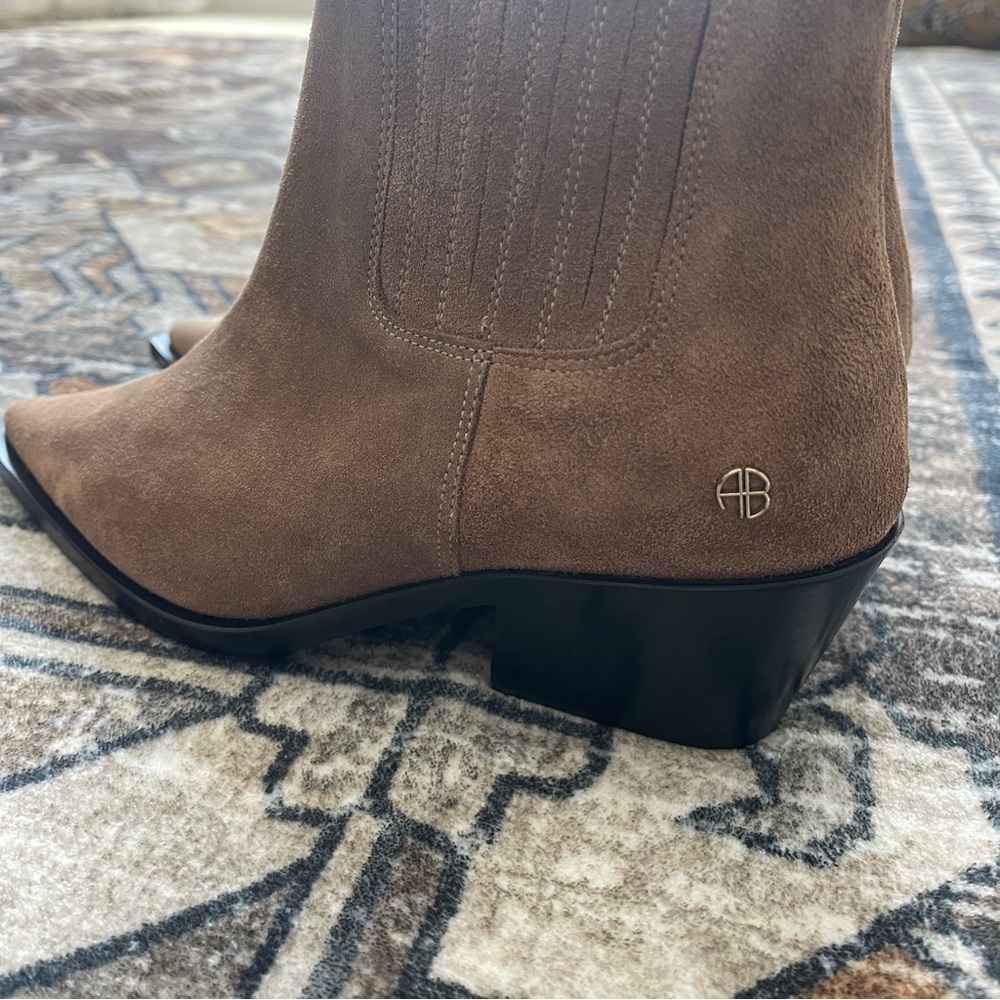 NWOB Anine Bing Roy Suede Taupe Booties - Picture 4 of 12